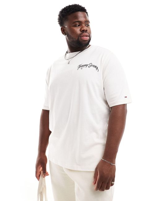 Camiseta blanco hueso holgada con estampado Tommy Hilfiger de hombre de color White