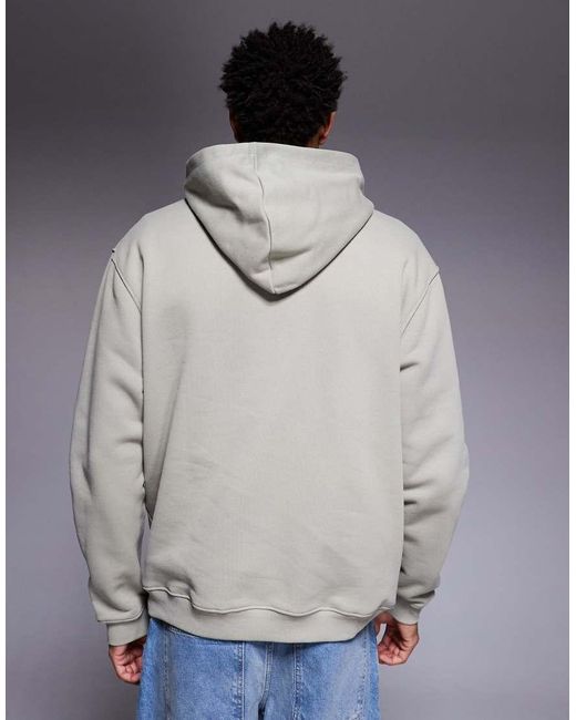 ASOS Gray Premium Heavyweight Oversized Hoodie for men