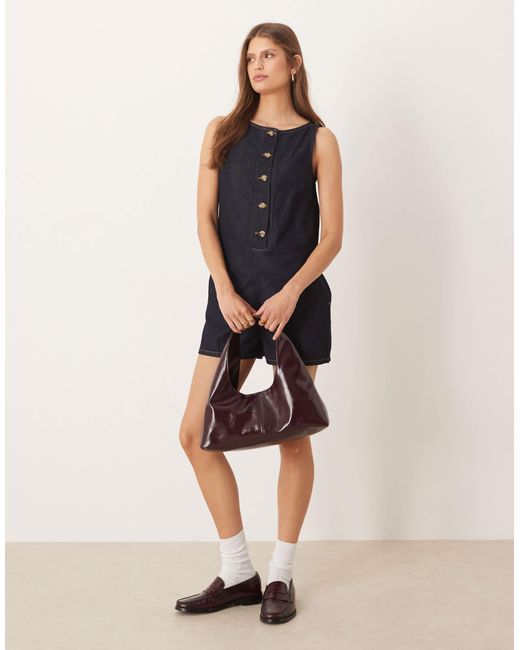 ASOS Blue Denim Button Front Romper