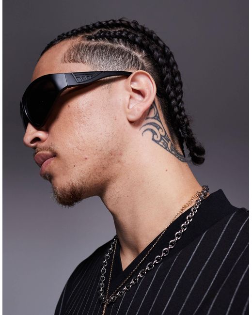 ASOS – festival-racer-sonnenbrille in Black für Herren