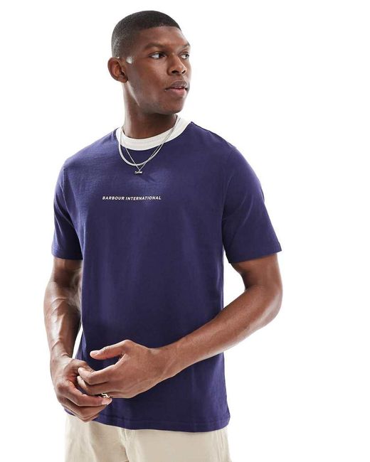 Barbour Blue Caleb Tipped T-shirt for men