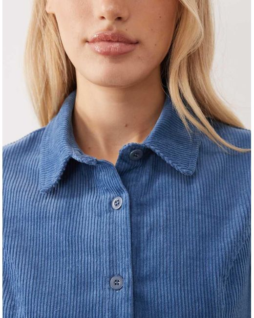Threadbare Blue Cord Short Sleeve Mini Dress