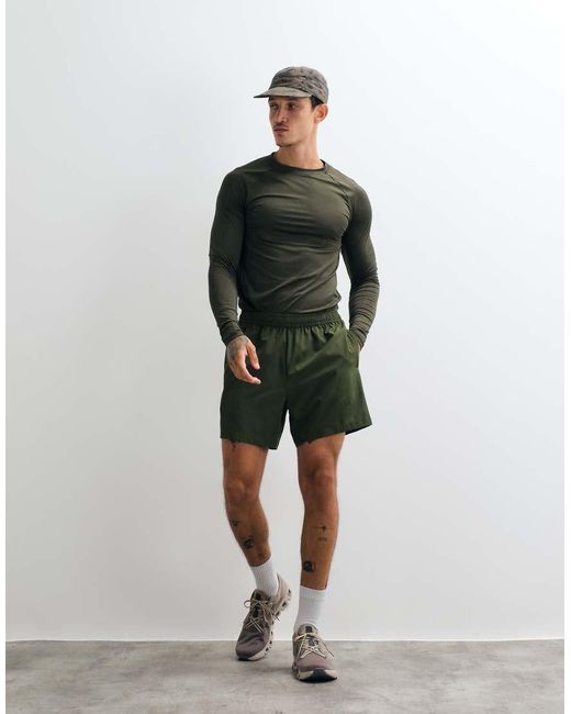 4505 Brown Icon Active Quick Dry Muscle Fit Base Layer Training Long Sleeve Top for men