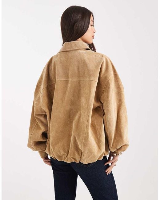 WeWoreWhat Natural Suede Bomber Jacket