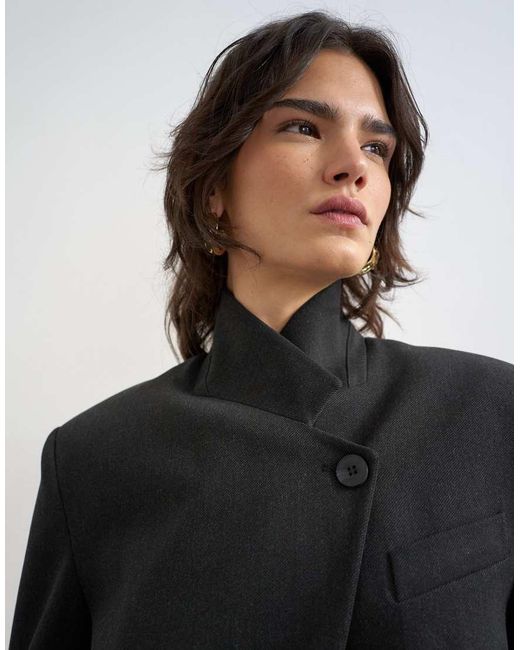TOPSHOP Black Funnel Neck Blazer