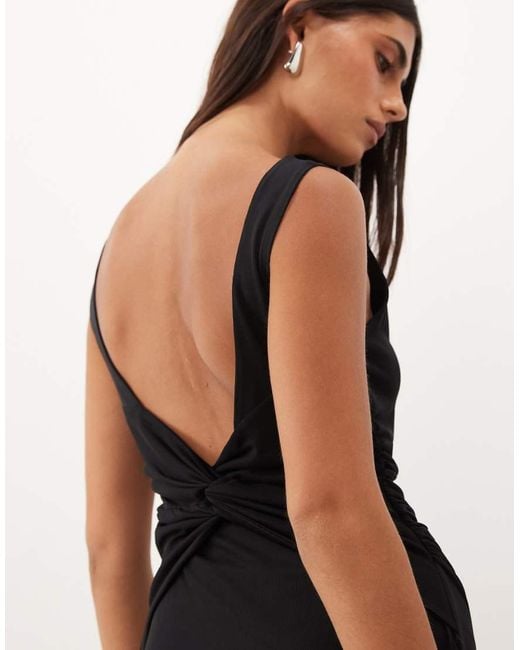 Nobody's Child Black Margot Mesh Slash Neck Midi Dress