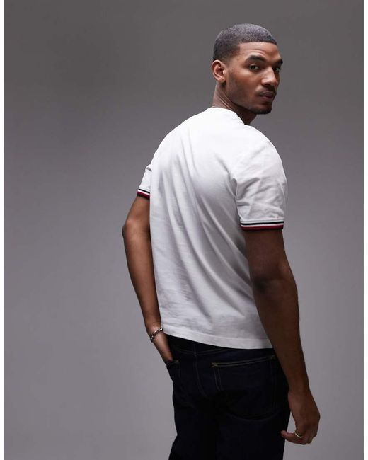 Camiseta Blanca Con Ribetes De Tommy Hilfiger de hombre de color Gray