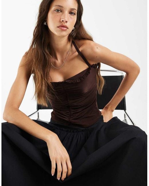 ASOS Black Ruched Halter Neck Cami Top