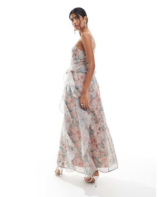 Vero Moda White Chiffon Ruffle Detail One Shoulder Maxi Dress