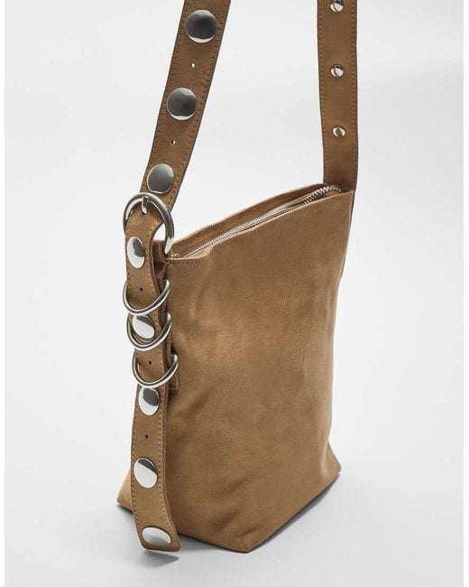 Stradivarius Crossbody Tas Van Imitatiesuède Met Riem in het Blue