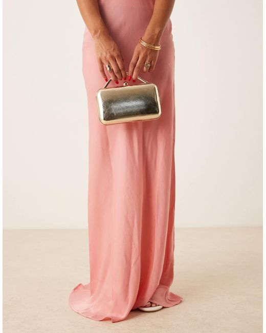 ASOS Brown Coated Round Frame Clutch Bag