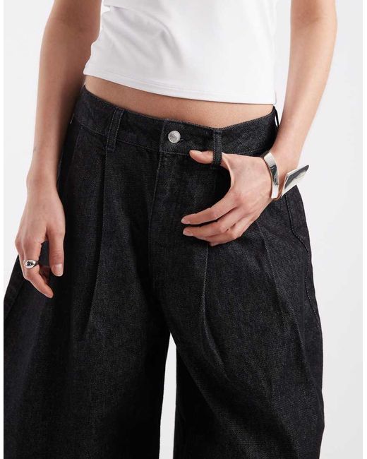 ASOS Black Oversized Pleat Bermuda Short