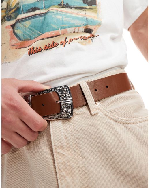 ASOS Brown Faux Leather Belt for men