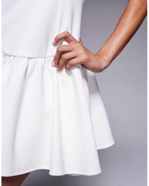 ASOS White Structured Wire Plunge Neckline Mini Dress