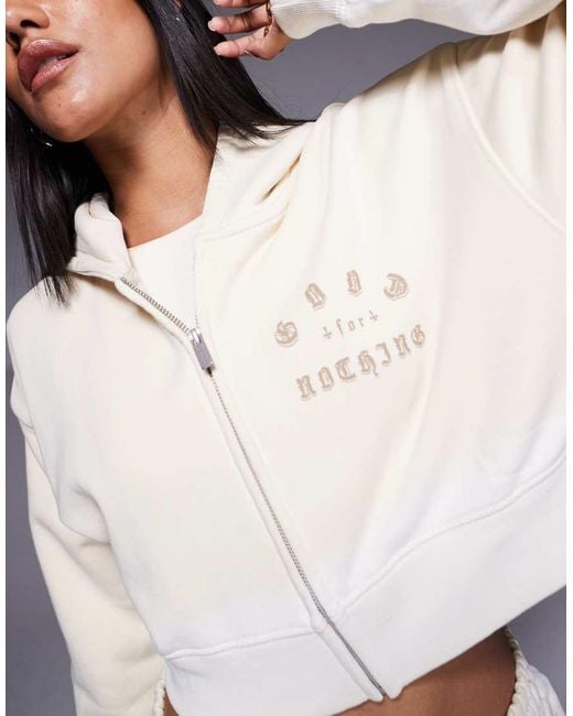 Good For Nothing Gray Spray Effect Cropped Zip Through Hoodie