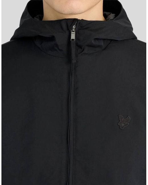 Lyle & Scott Black Mid Jackets Nylon Zip Through Hooded Jacket for men