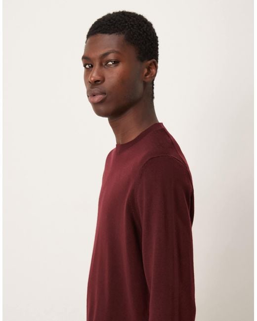 Mango Red Wool Round Neck Sweater for men