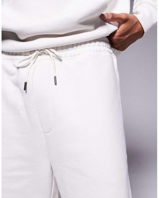 HUGO White Co-ord Loose Fit Jersey Shorts for men