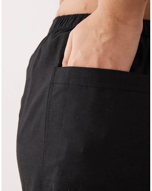 ASOS Black Asos Design Curve Ipanema Sheer Beach Shorts With Linen