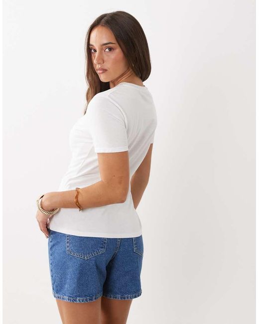 Mango White 100% Cotton Tie Waist T-shirt