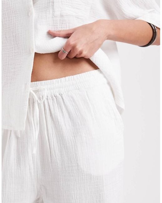 ONLY White Cheesecloth Wide Leg Pants