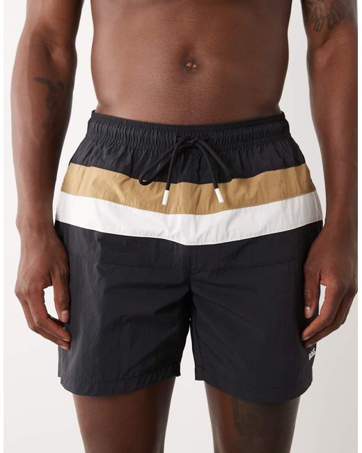 Boss Natural Boss Louis Stripe Swim Shorts for men
