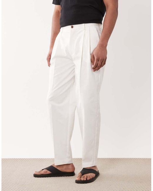 ASOS White Tailored Cotton Rich Oversized Tapered Chino Pants for men