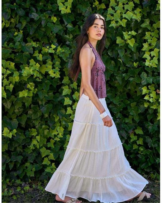 Stradivarius White Long Panelled Skirt