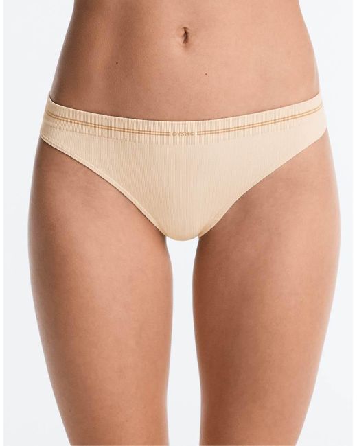 Oysho White 3 Seamless Rib Polyamide Blend Thongs