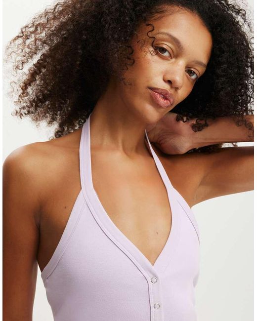 Cotton On Purple Alexa Button Front Halter