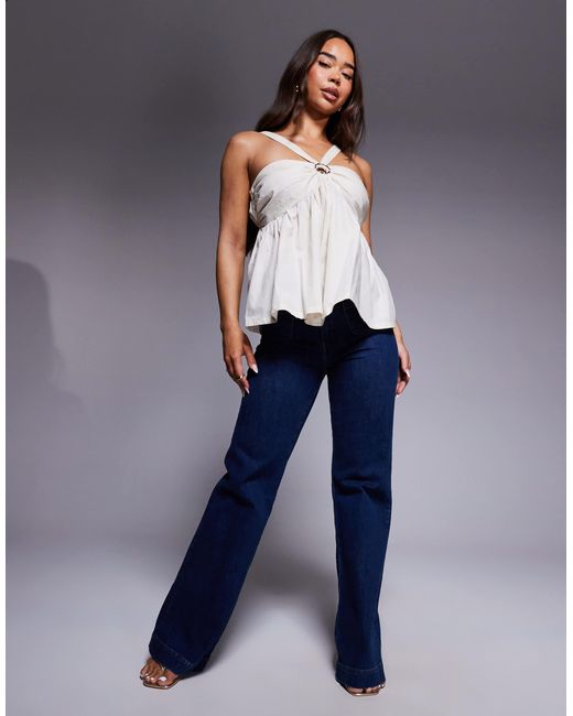 River Island Gray – neckholder-oberteil aus popeline