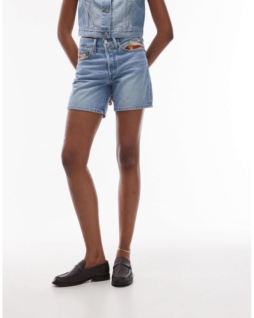501 - short mi-long en jean d'ensemble style western à broderie désert - clair Levi's en coloris Blue