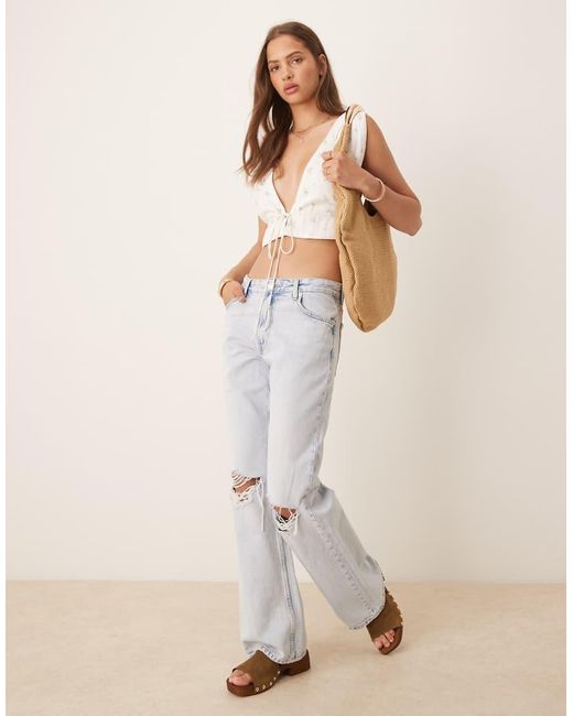 esmé studios Natural Esmee Exclusive Tie Front Beach Crop Top