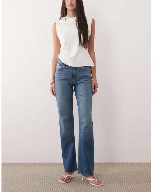 Calvin Klein Blue High Rise Straight Leg Jeans