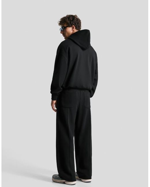 Bershka Hoodie Met Print En Rechte Pasvorm in het Black voor heren