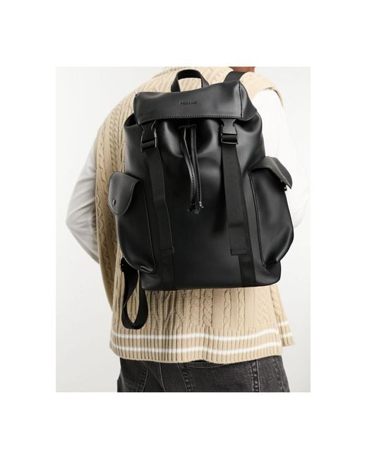 Fenton Black Double Clip Backpack for men