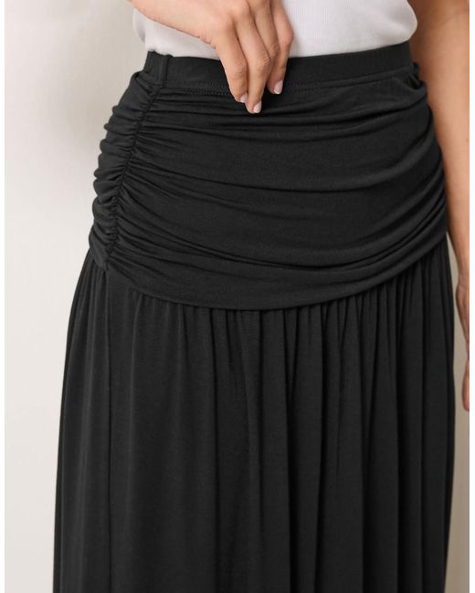 Long Tall Sally Black Ruched Waist Maxi Skirt