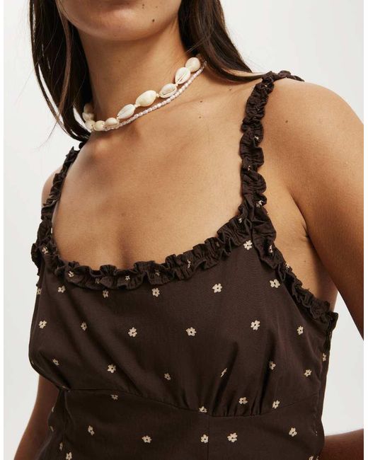 Cotton On Brown Emily Ruffle Mini Dress
