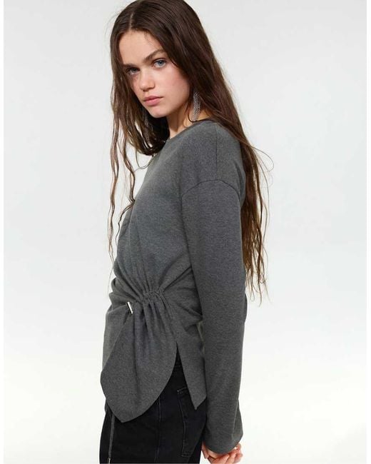 Pull&Bear Gray Long Sleeve T-shirt