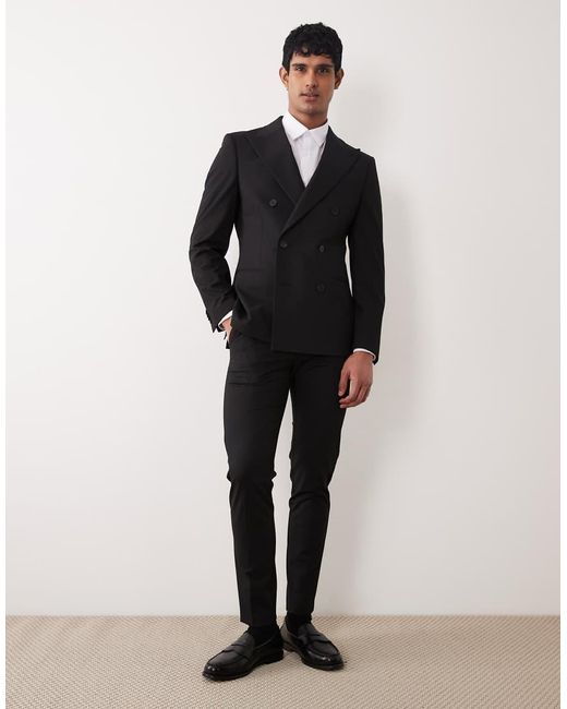 ASOS Black Skinny Double-breasted Suit Jacket for men