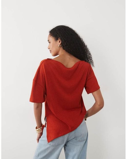 ASOS Red Textu Crochet Jersey Off Shoulder Top Co-ord