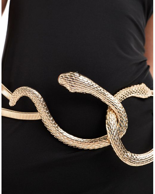 ASOS Black – elastischer taillen- und hüftgürtel im schlangenketten-design