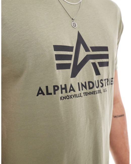 Alpha - confezione da 2 t-shirt oliva e bordeaux con logo sul petto di Alpha Industries in Multicolor da Uomo