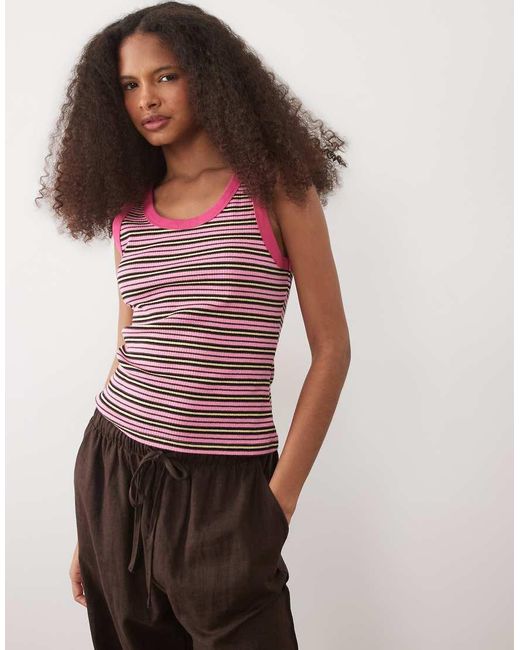 ASOS Red Contrast Trim Ribbed Tank Top