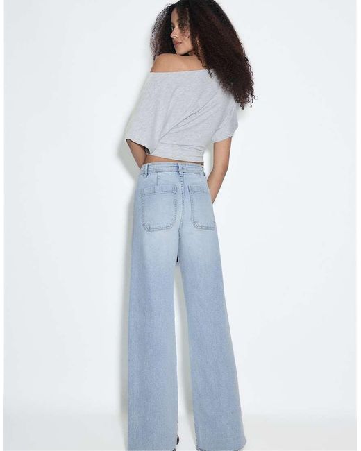 Stradivarius Blue Straight-fit Jeans With Pockets