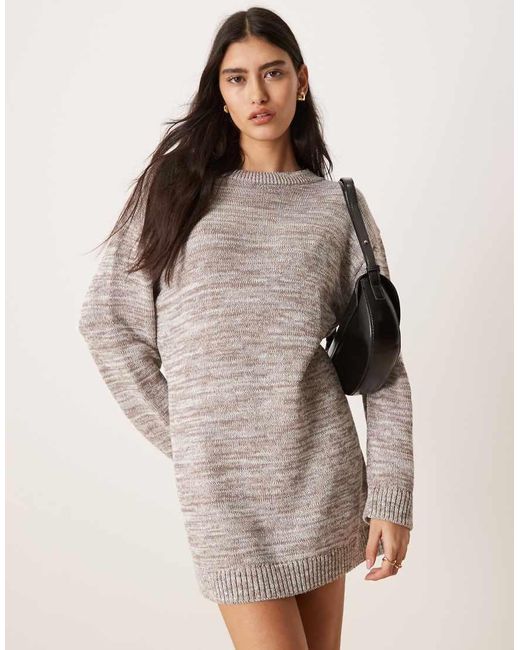 Vestido Corto Estilo Jersey Con Espalda Descubierta De Punto De Hilo Retorcido De ASOS de color Natural
