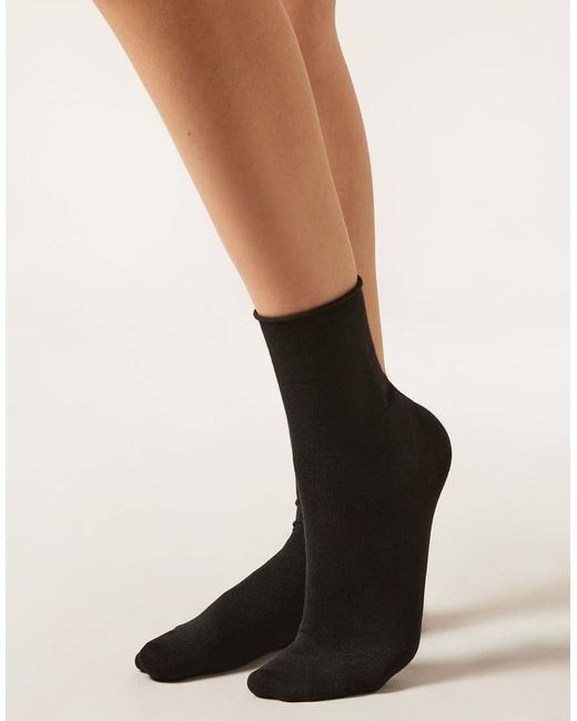 Calzedonia Black Wool And Cotton Short Socks