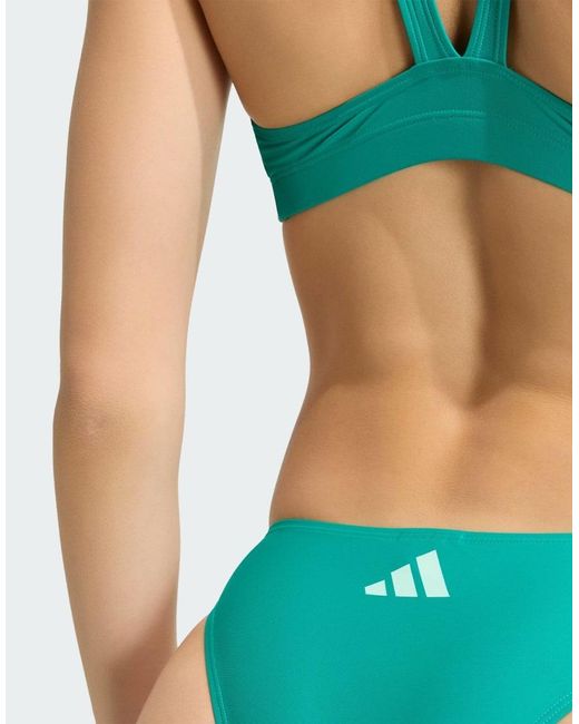 Adidas Originals Green 3-stripes V-back Bikini