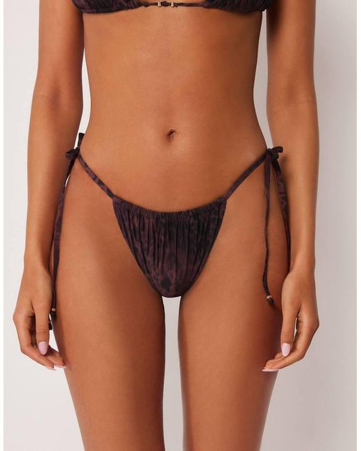 Calzedonia Brown Tie Brazilian Leopard Print Bottoms