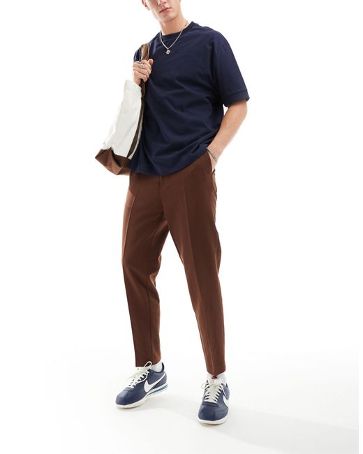 ASOS Brown Smart Tapered Trousers for men